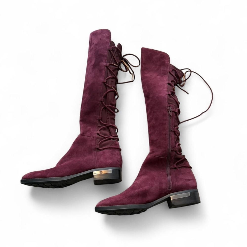 Vince Camuto‎ Parle Burgundy Over The Knee Suede Corset Lace Boots, Women's 8.5